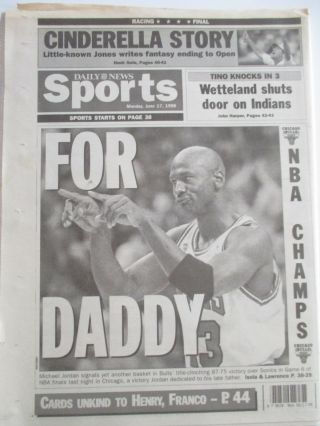 Michael Jordan Chicago Bulls Nba Champs York Daily News Newspaper 6/17 1996