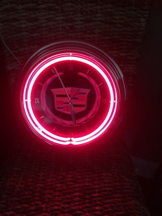 Cadillac Symbol Analog Red Neon Wall Clock - L