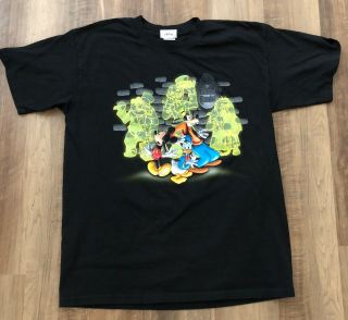 Rare Vintage Disney Haunted Mansion Glow In The Dark Ghosts T - Shirt - Size Large