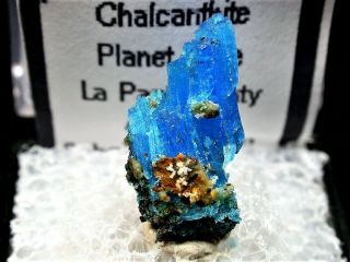 Minerals : Fibrous Blue Chalcanthite With Some Matrix From Arizona,  Usa