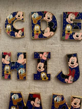 Disney Pins Alphabet Set Complete Mickey Minnie Donald Goofy 3