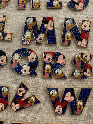 Disney Pins Alphabet Set Complete Mickey Minnie Donald Goofy 5