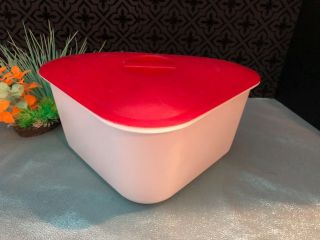 Vintage Rare Tupperware All In One Corner Container Storage Sink Red White 1954