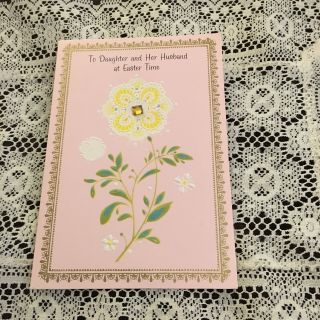 Vintage Greeting Card Easter Husband Yellow Flower