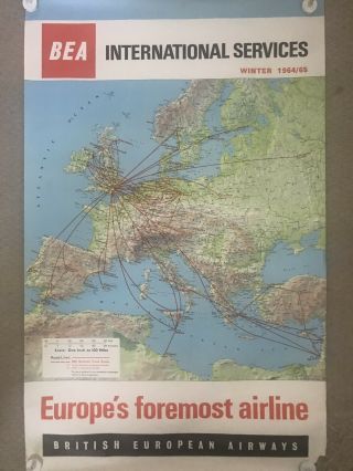 1964/65 British European Airways Winter Routes Poster