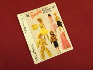 Vintage 1960s Mccalls Barbie 11 1/2 " Doll Clothing Sewing Pattern 7430 Cowboy