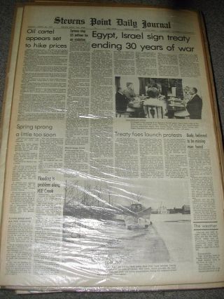 Egypt,  Israel Sign Treaty Ending 30 Years Of War,  Newspaper,  March 26,  1979