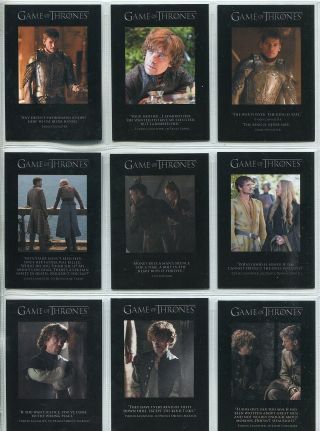 Game Of Thrones Season 4 Complete 9 Card Chase Set Quotable