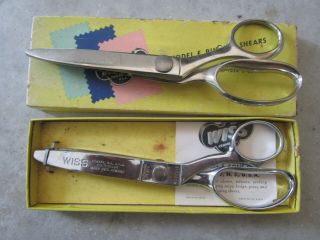 2 Vintage Wiss Pinking Shears / Scissors,  Models E & Cc7