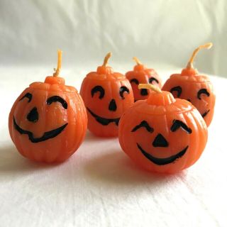 5 Vintage Halloween Jack - O’ - Lanterns Pumpkin Candles :: Never Burned