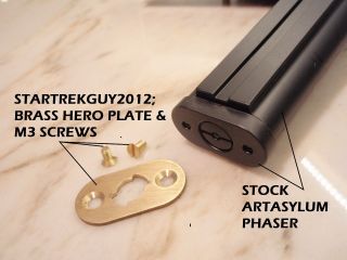 Star Trek TOS,  Phaser,  Brass Hero Bottom Plate,  Metal Phaser Part,  w/ 2 screws 2