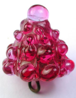 Vintage Swirl Back Glass Button Spiked Cone Pink Color 3/4 " X 3/4 "