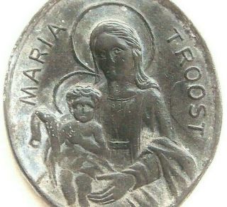 Saint Nicholas & Holy Mary Of Consolation - Rare Antique Medal Pendant