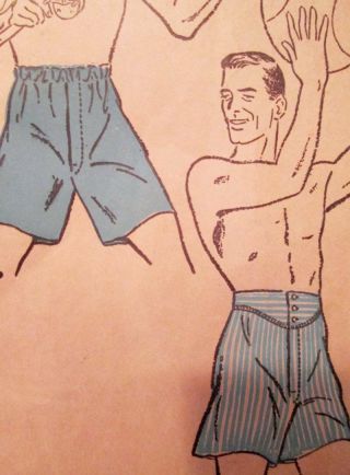 Vtg Advance 4439 Mens Boxers Swim Trunks Pattern Sewing 1947 Complete Waist 38