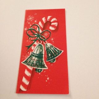 Greeting Card Christmas Norcross Striped Candy Cane Bells