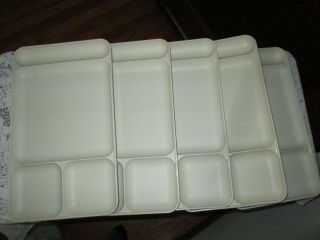 Set Of 5 Vintage Tupperware Divided Picnic Dining Trays 1535 Almond