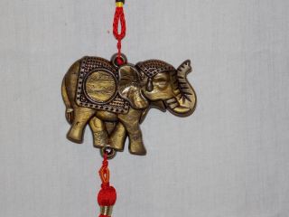 LUCKY ELEPHANT TRUNK UP FIGURE CAR MIRROR HANGING RED TASSEL WALL DECOR 2