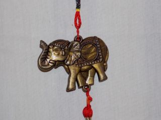 LUCKY ELEPHANT TRUNK UP FIGURE CAR MIRROR HANGING RED TASSEL WALL DECOR 3