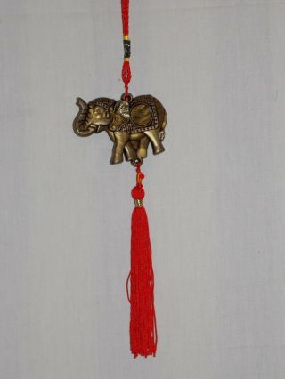 LUCKY ELEPHANT TRUNK UP FIGURE CAR MIRROR HANGING RED TASSEL WALL DECOR 4