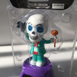 Dia De Los Muertos Solar Bobble Head Sugar Skull Day Of Dead Groom Skeleton Toy