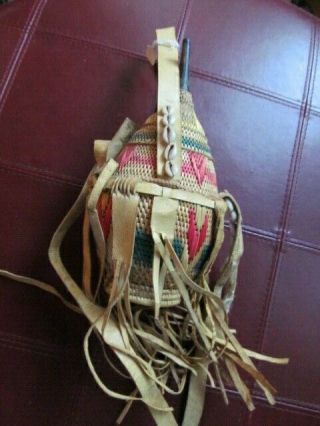 Old Antique Native American Bag unique Herb collecting Bag woven basket bag 2