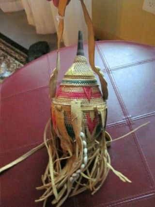 Old Antique Native American Bag unique Herb collecting Bag woven basket bag 3