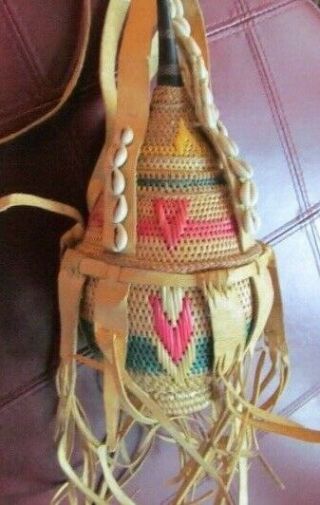Old Antique Native American Bag unique Herb collecting Bag woven basket bag 4