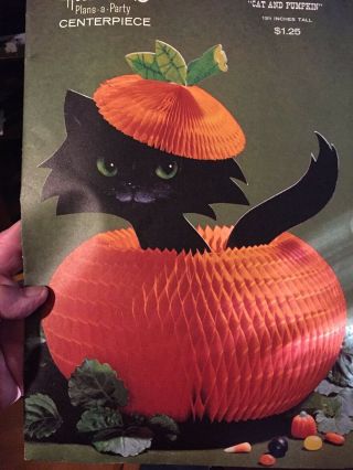 Cat And Pumpkin Vintage Halloween Hallmark Centerpiece