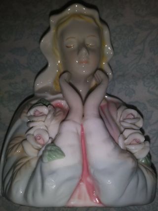 Elegant Bust Of Virgin Mary Catholic Religious Statue - Porcelain It/300