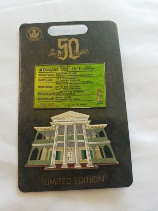 E Ticket And Attraction Facade Set Of 2 Pins Haunted Mansion 50th Disney Le 1500