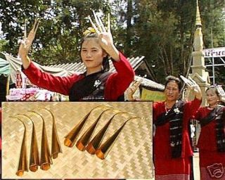Thai Dance Brass Finger Claw Nails - Thailand - Set Of 8 - Belly Dance -