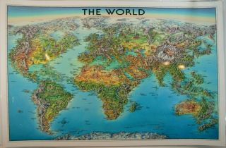 Unique Media Maps Laminated 1996 The World Map Colorful Illustrated Poster