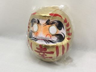 Daruma Traditional Japanese Doll For Good Luck And Business Success 11cm Gold