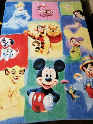 Walt Disney Store Exclusive Character Fleece Blanket 60 X 50 Mickey Mouse Winnie