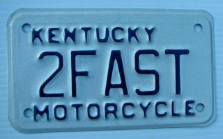 Cool Neat Vanity Motorcycle Cycle License Plate " 2 Fast " Speed Fastest
