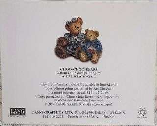 Lang Memories Of Home Note Cards Choo - Choo Bears box of 12 With envelopes 1997 4