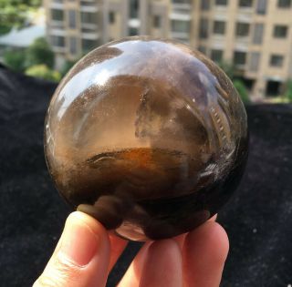 422g Wow Natural Black Moonstone Crystal Sphere Ball Healing 201d