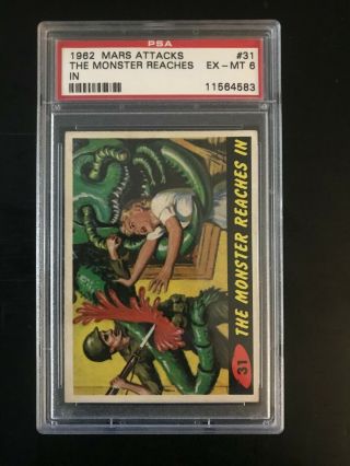 Mars Attacks 1962 Topps Psa 6 Ex - Mt The Monster Reaches In No.  31 No Qualifiers