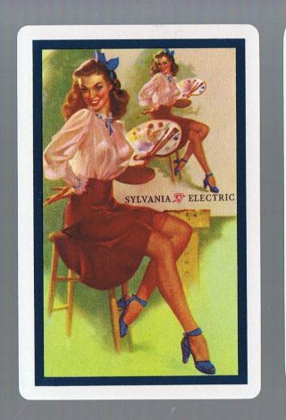 Playing Swap Cards 1 Vint Cute Retro Lady Advt For Sylvania Electric 304