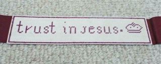 Antique Victorian Bookmark Trust In Jesus Punched Card Cross Stitch Bookmark
