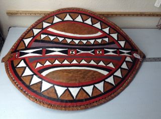African Masai War Shield Hand Painted Leather