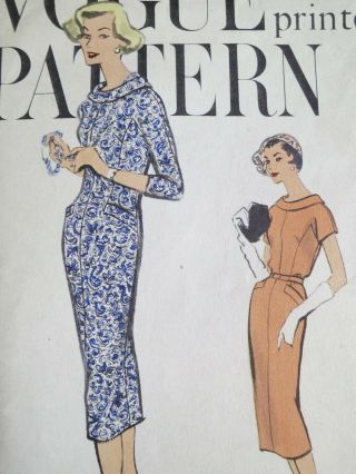 Vogue 9416 Vintage Sewing Dress Pattern 1958 Size 14 Bust 34 50s 1950s