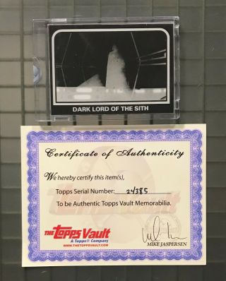 1980 Topps Star Wars Esb Negative 1/1 Proof Dark Lord Of Sith Topps Vault