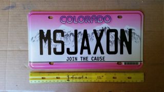 License Plate,  Colorado,  Join The Cause (breast Cancer A),  Ms Jaxon,  Ms.  Jackson