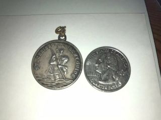 Vintage Sterling St.  Christopher & Lords Prayer Medal 6 Grams
