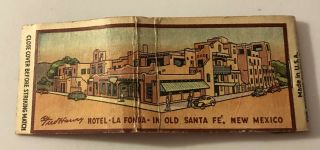 Old Matchbook Cover Hotel La Fonda Old Santa Fe Mexico Fred Harvey