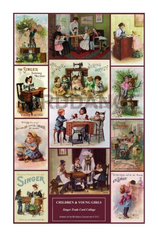Singer Toy Sewing Machine Wall Art Card Collage Children & Girls