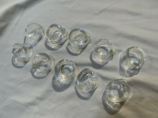 SIMON PIERCE Hand Crafted Glass ASCUTNEY Napkin Rings Set of 10 7