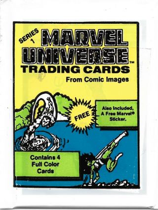 Rare: 1987 Comic Images Marvel Universe 1 Pack 4 Cards & 1 Sticker