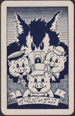 Playing Cards 1 Single Card Vintage Disney Three Little Pigs,  Big Bad Wolf 2